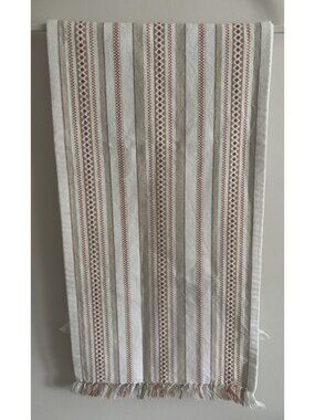 Pier 1 Imports Textured Woven Striped Fringe Table Runner 67" Boho